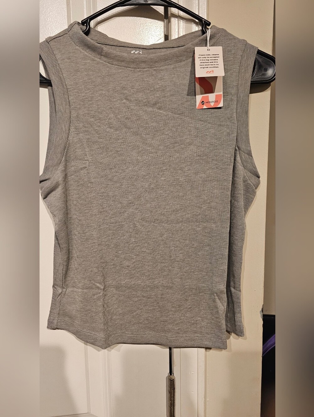 Ribbed Sleeveless Tank Top - Gray